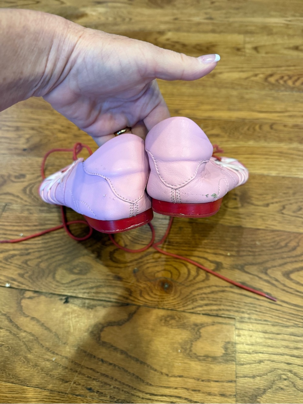 Jeffrey Campbell Pink and Red MVP Lace-Up Ballet Flats - Picture 5 of 5